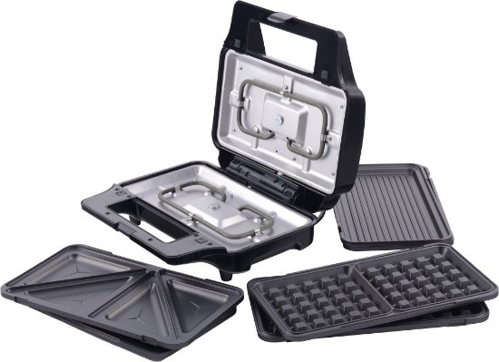 Toster TESLA MG201BX, preklopni, grill, 1000 W, 220 C, crni-inox