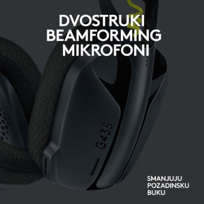 Slušalice LOGITECH Gaming G435 Lightspeed, USB-C, bežične, BT, crne