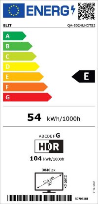 QLED TV 50" ELIT QA-5024UHDTS2, 4K UHD, Android Smart TV, DVB-T2/C/S2, HDMI, USB, Wi-Fi, Bluetooth, LAN, energetski razred E