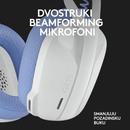 Slušalice LOGITECH Gaming G435 Lightspeed, USB-C, bežične, BT, lila-bijele