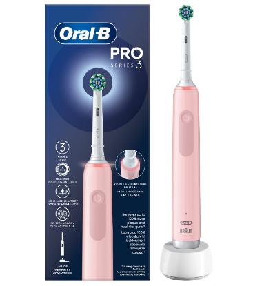 Električna četkica za zube ORAL B PRO 3, cross action, roza