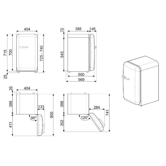 Hladnjak SMEG FAB5RCR5, retro, 73 cm, 34 l, energetski razred D, krem