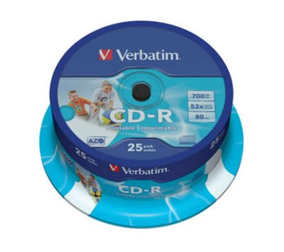 Medij CD-R VERBATIM 52x, 700MB, DataLife, Printable, spindle 25 komada