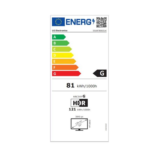 LED TV 55" LG 55UR78003LK, 4K UHD, DVB-T2/C/S2, Smart TV, HDMI, USB, BT, WiFi, LAN, energetski razred G