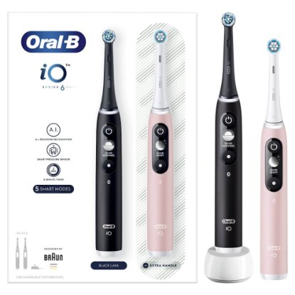Električna četkica za zube ORAL-B iO6, duopack 2 kom, crna i roza