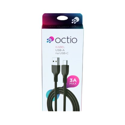 Kabel OCTIO USB-A (M) na USB-C (M), crni, 2m