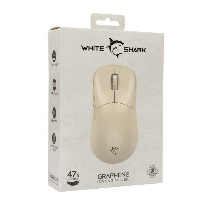 Miš WHITE SHARK Graphene, optički, 12400dpi, bež