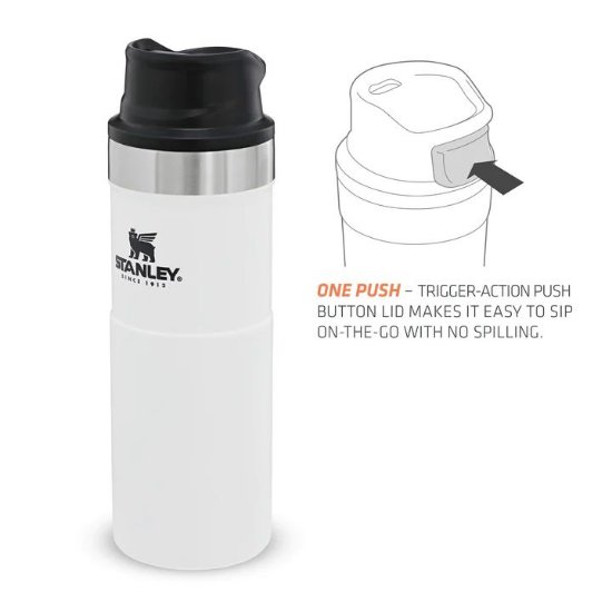 Šalica STANLEY Classic Trigger-Action Travel Mug, 0.47l, bijela