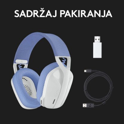 Slušalice LOGITECH Gaming G435 Lightspeed, USB-C, bežične, BT, lila-bijele