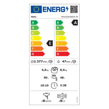 Perilica/sušilica rublja MIDEA MF200D80WB/W-HR, 8/6 kg, 1400 o/min, energetski razred A, bijela