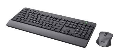 Tipkovnica + miš TRUST Trezo Silent, bežična, USB, US layout, crna