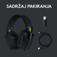 Slušalice LOGITECH Gaming G435 Lightspeed, USB-C, bežične, BT, crne