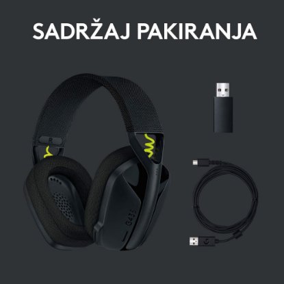 Slušalice LOGITECH Gaming G435 Lightspeed, USB-C, bežične, BT, crne