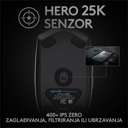 Miš LOGITECH Gaming G PRO HERO, 16000dpi, crni, USB