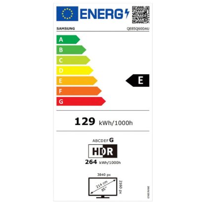 QLED TV 85" SAMSUNG QE85Q60DAUXXH, Smart TV, 4K UHD, DVB-T2/C/S2, HDMI, Wi-Fi, USB, energetski razred E