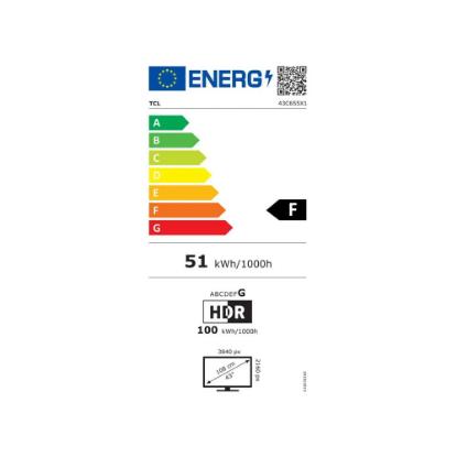 QLED TV 43" TCL 43C655, Google TV, 4K UHD, DVB-T2/C/S2, HDMI, Wi-Fi, USB, BT, energetski razred F