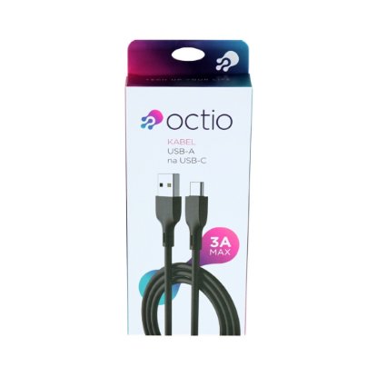 Kabel OCTIO USB-A (M) na USB-C (M), crni, 1m