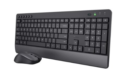 Tipkovnica + miš TRUST Trezo Silent, bežična, USB, US layout, crna