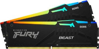 Memorija PC-51200, 64GB, KINGSTON Fury Beast RGB KF564C32BBAK2-64, XMP, DDR5 6400MHz, kit 2x32GB