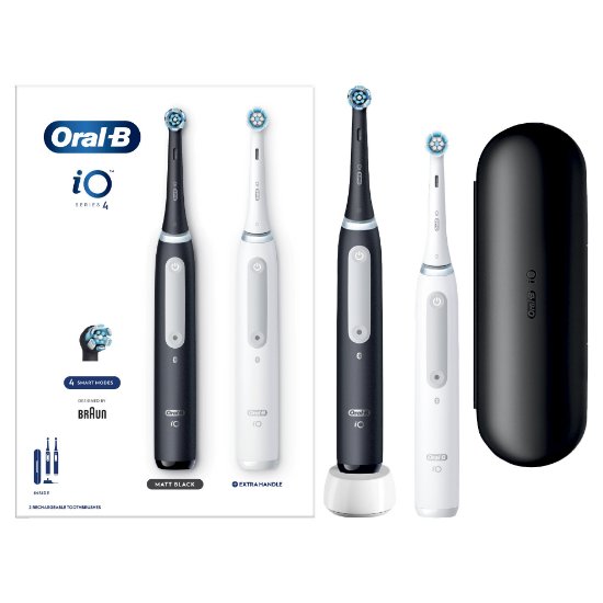 Električna četkica za zube ORAL-B iO4, Duopack, crna i bijela