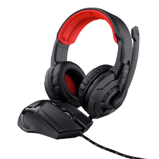 Miš + slušalice TRUST GXT785 Ravius, žični, crni, USB