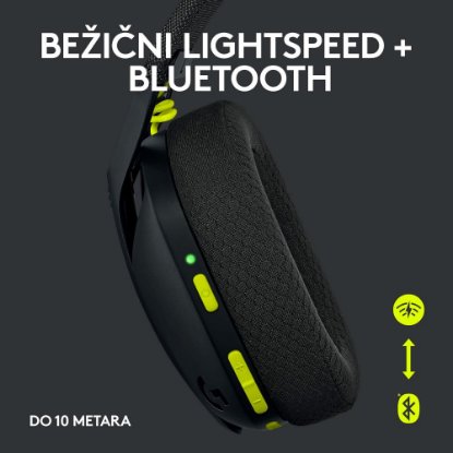Slušalice LOGITECH Gaming G435 Lightspeed, USB-C, bežične, BT, crne