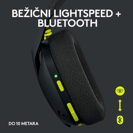 Slušalice LOGITECH Gaming G435 Lightspeed, USB-C, bežične, BT, crne