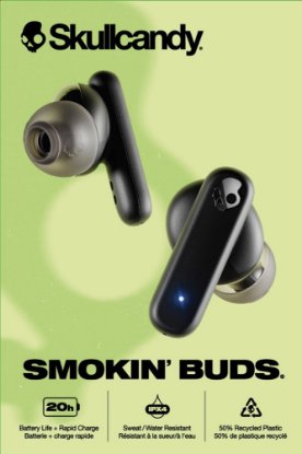 Slušalice SKULLCANDY Smokin Buds Wireless In-Ear, bežične, BT, mikrofon, crne