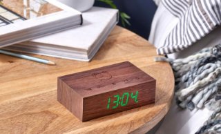Digitalni sat GINGKO Flip Click Clock, budilica sa alarmom, drveno kućište, orah