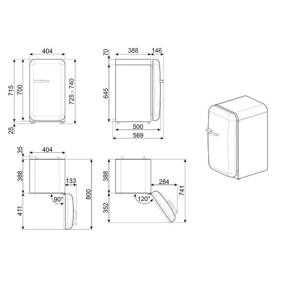 Hladnjak SMEG FAB5RRD5, retro, 73 cm, 34 l, energetski razred D, crveni