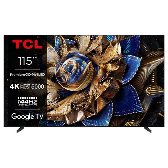 Mini-LED TV 115" TCL 115X955 MAX, Google TV, 4K UHD, 144Hz, DVB-T2/C/S2, HDMI, Wi-Fi, BT, USB, LAN - energetski razred G