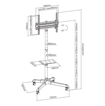 Nosač podni SBOX FS-224-2, 32“-55“, nosivost 35kg, mobilni