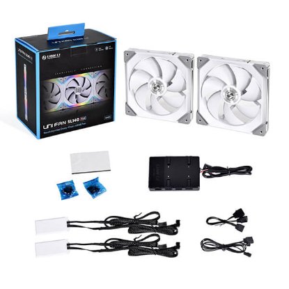 Ventilator LIAN LI Uni SL140 RGB, 140mm PWM, bijeli, 2 komada