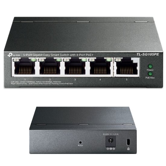 Switch TP-LINK TL-SG105PE, 10/100/1000 Mbps, 5-port, Smart, metalno kućište