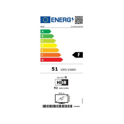 QLED TV 43" ELIT L-4322UHDTS2, SMART TV, 4K UHD, DVB-T2/C/S2, HDMI, USB, Bluetooth, Wi-Fi, LAN, energetski razred F