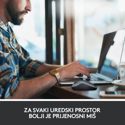 Miš LOGITECH M185, optički, bežični, 1000dpi, crno-sivi