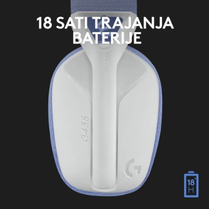 Slušalice LOGITECH Gaming G435 Lightspeed, USB-C, bežične, BT, lila-bijele