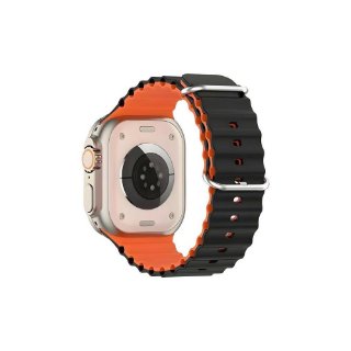 Zamjenski remen BELINE Silicone Waves za Apple Watch 42/44/45/49mm, crno-narančasti