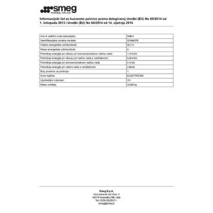 Ugradbena pećnica SMEG SF64M3TB, 70 l, energetski razred A, crna