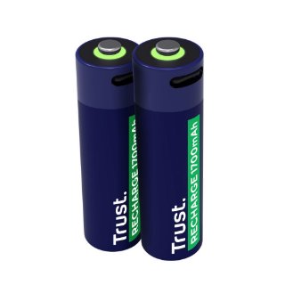 Baterije TRUST AA, punjive, 1700 mAh, USB-C, 2 komada