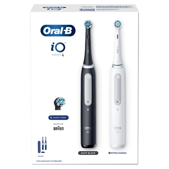 Električna četkica za zube ORAL-B iO4, Duopack, crna i bijela