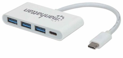USB HUB MANHATTAN, USB-C, 3-portni USB, USB-C PD, bijeli