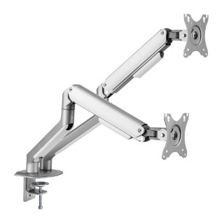 Stalak za monitor WHITE SHARK GMS-3208 Neferites II, stolni, do 32", za 2 monitora, srebrni