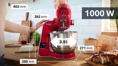 Kuhinjski robot BOSCH MUM5X720, sa vagom, 1000 W, 3,9 l, crveni