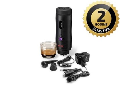 Aparat za kavu AKAI AESP-312, prijenosni, espresso, 12V, crni