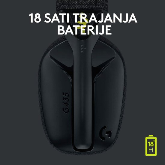 Slušalice LOGITECH Gaming G435 Lightspeed, USB-C, bežične, BT, crne