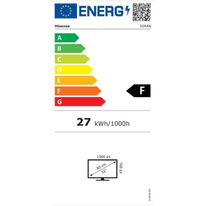 Slika LED TV 32" HISENSE 32A4N, Smart TV, Full HD, DVB-T2/C/S2, HDMI, Wi-Fi, USB, LAN, energetski razred F