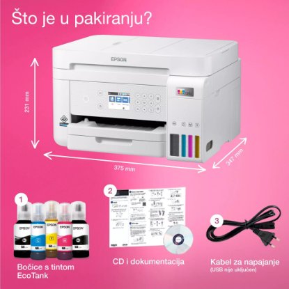 Multifunkcijski printer EPSON EcoTank L6276, printer/scanner/copy, 4800 x 1200, USB, LAN, WiFi, bijeli
