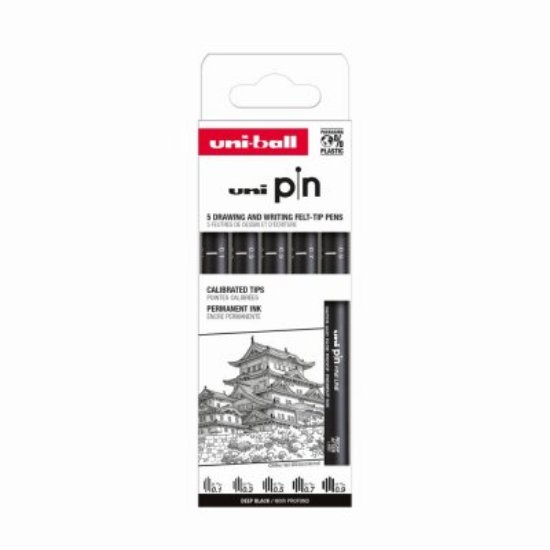 Marker UNI pin set Classic 0,1/0,3/0,5/0,7/0,9 mm crni