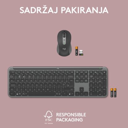 Tipkovnica + miš LOGITECH MK950 Signature Slim Combo, bežična, crna, Bolt Receiver USB